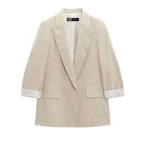 Zara Striped Linen Blend Blazer (M)